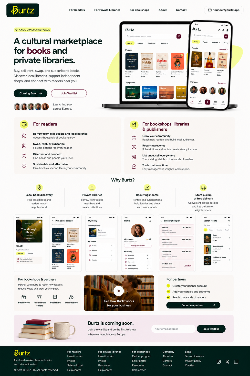 Burtz product landing page preview